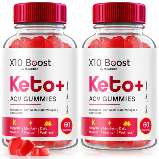 NutraRize (Pack of 2 X10 Boost Keto+ ACV Gummies Advanced Weight Loss, X10Boost Keto ACV Reviews (120 Gummies)