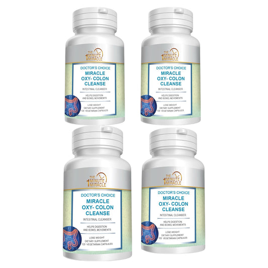 Miracle Oxy-Colon Cleanse Vegan Colon Cleanser - 4 Bottles - 120 Vegetarian Capsules.