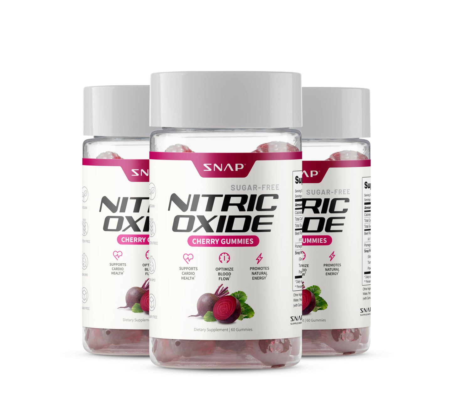 Snap Supplements Nitric Oxide Beet Root Gummies - Support Healthy Blood Circulation,180 Gummies