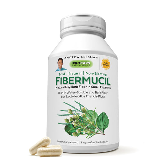 ANDREW LESSMAN Fibermucil 60 Capsules -Psyllium Husk Powder. Gently Promotes Regularity and Digestive Health. Rich in Fiber. Gentle, Easy, Effective. No Additives. Small Easy to Swallow Capsules