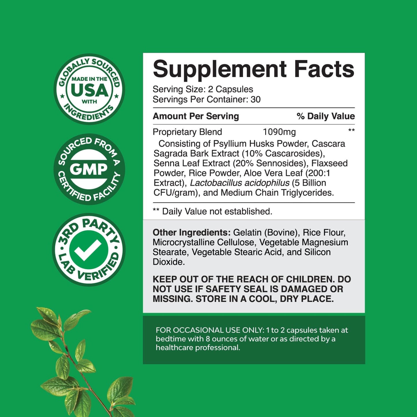 Herbal Laxative Capsules with Probiotics - Natural Laxatives for Constipation with Senna Leaf, Psyllium, Aloe Vera - Colon Cleanse for Women & Men - Detox for Gut Health & Weight Management - 60 Ct