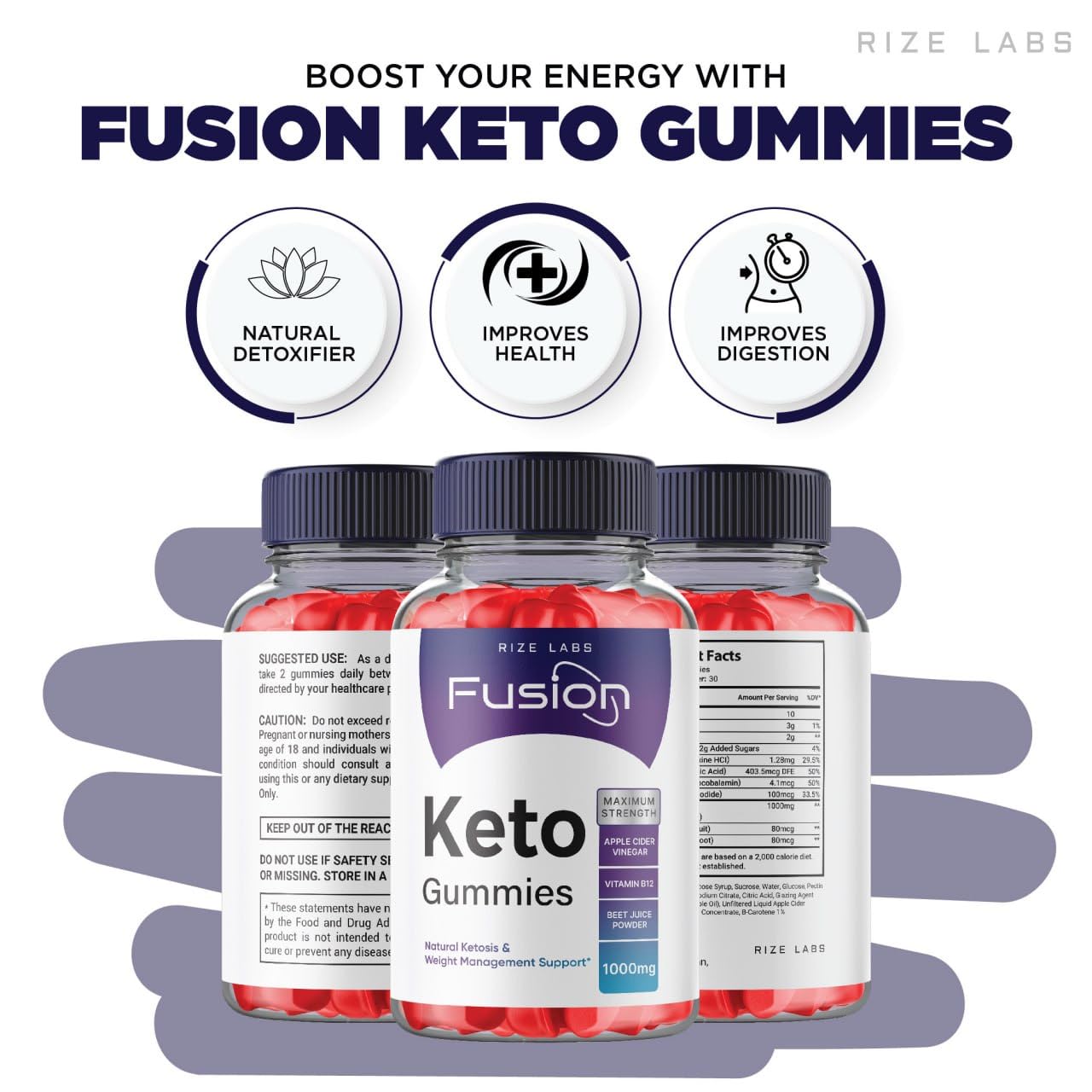rize labs - Keto Fusion ACV Gummies for Advanced Weight Loss, Gummies for Appetite Control, Prevents The Formation of Fat (180 Gummies)