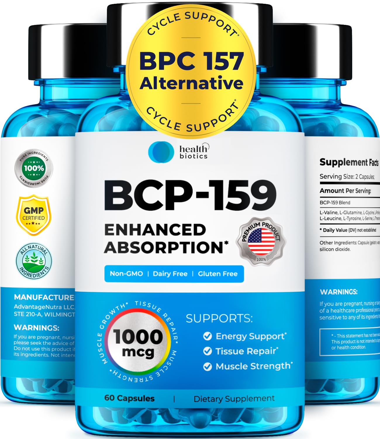 Healthbiotics BCP-159 Capsules - Cycle Support & Muscle Recovery & Post Workout Recovery Supplement & Nac Supplement | Research Proven Quality | 60 Oral Capsules (1 Pack)