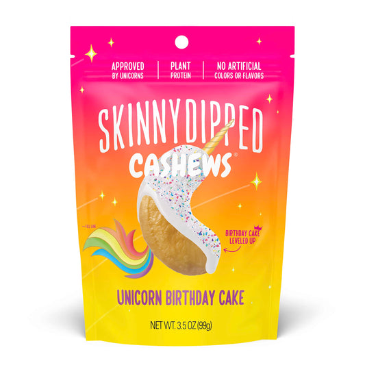 SkinnyDipped Unicorn Birthday Cake Cashews Healthy Snack Plant Protein Gluten Free Resealable Bags 35 Ounce Pack of 5
