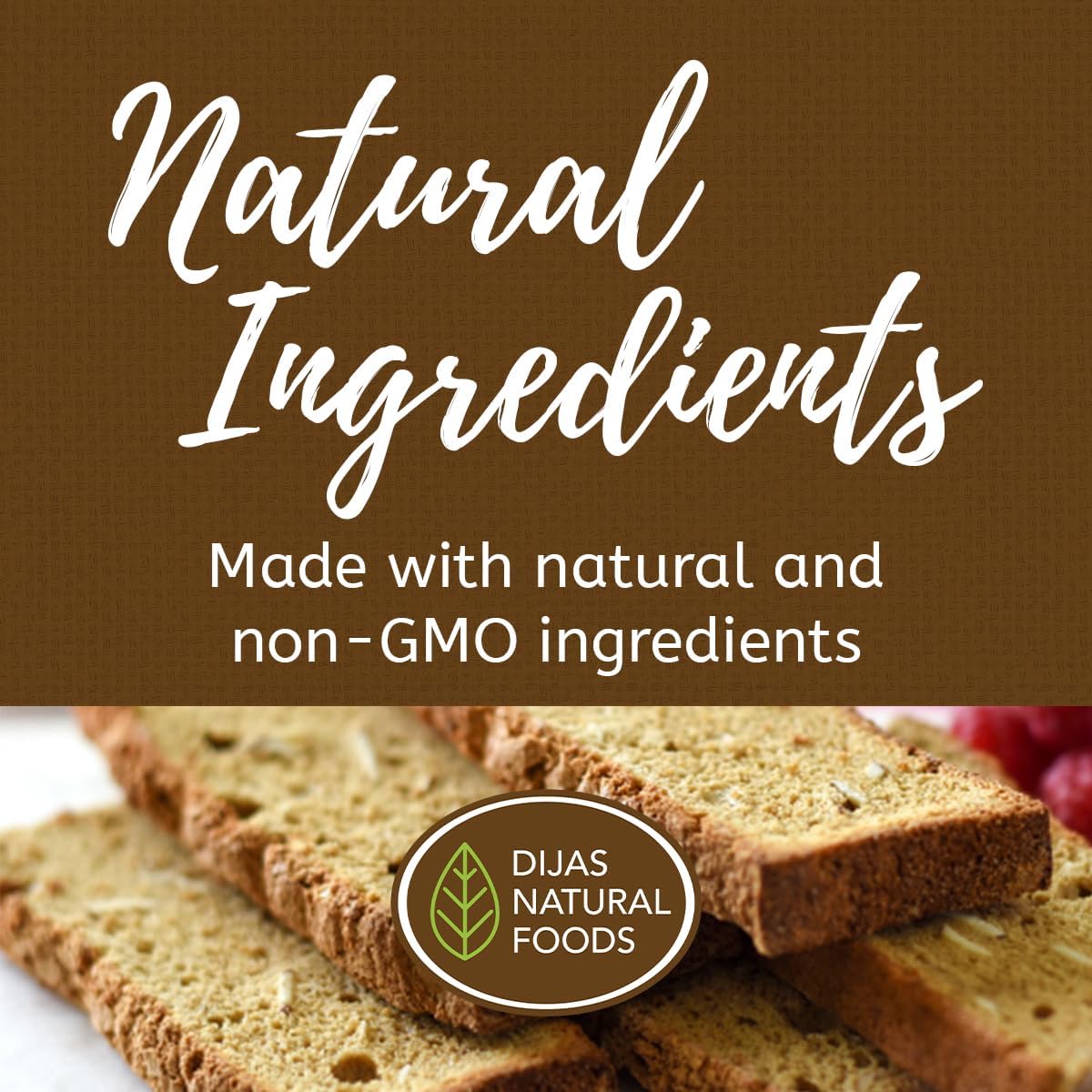 DIJAS Natural Foods Low Fat Biscotti Granola All Natural Preservative Free Ingredients Delicious Low Calorie Snack 16 oz Granola