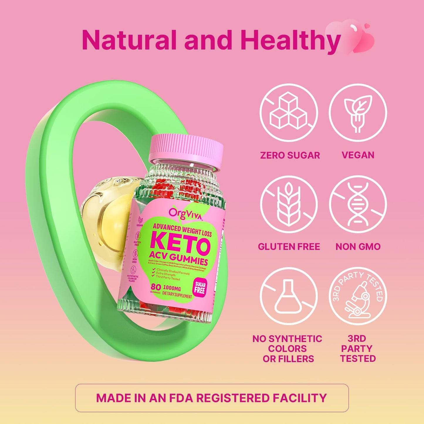 ORGVIVA Elite Keto ACV Gummies for Weight Management - Infused with Apple Cider Vinegar and B12, This Gluten-Free, Vegan Formula Enhances Metabolism, Boosts Energy, and Supports Digestive Wellness.