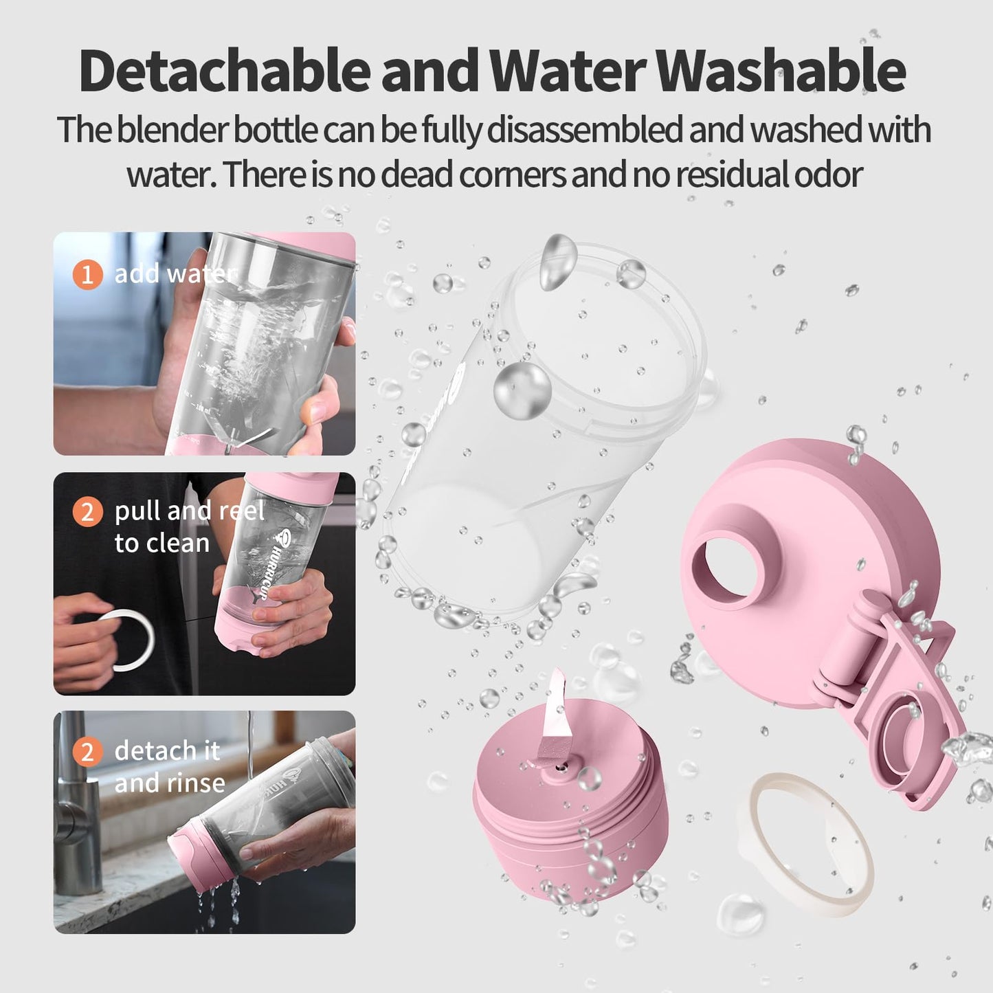 WONDER CORE 22 Oz Protein Shaker Bottle for Protein Shakes and Meal Replacements, Hand Mixing Mechanism, Leak Proof Shaker Cup for Nutrition Pre-Workout Powders, BPA-free, Pink