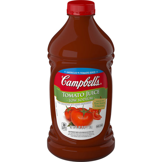Campbells Low Sodium 100 Tomato Juice 64 fl oz Bottle