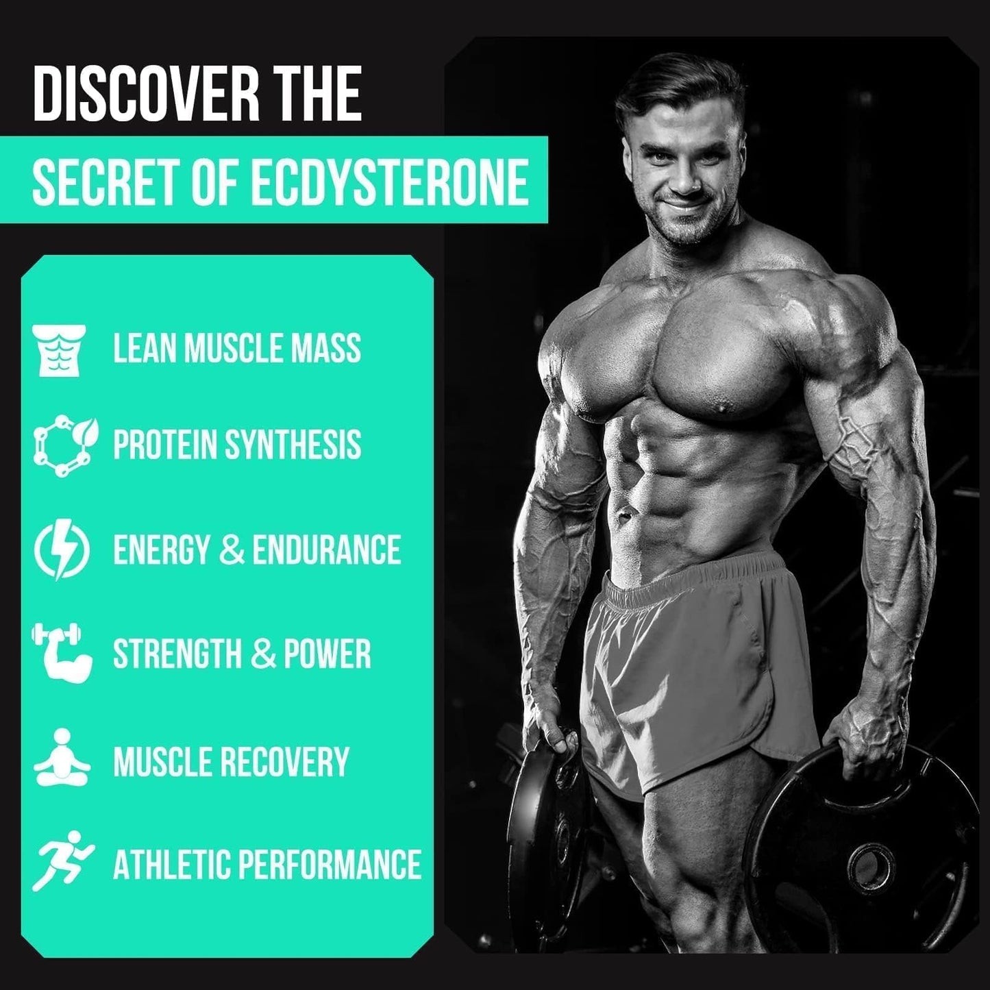Thalacy 1200MG Beta Ecdysterone Supplement, 98% Maximum Purity Ecdysterone Supplements for Lean Muscle Mass, Athletic Performance & Strength, 120 Capsules
