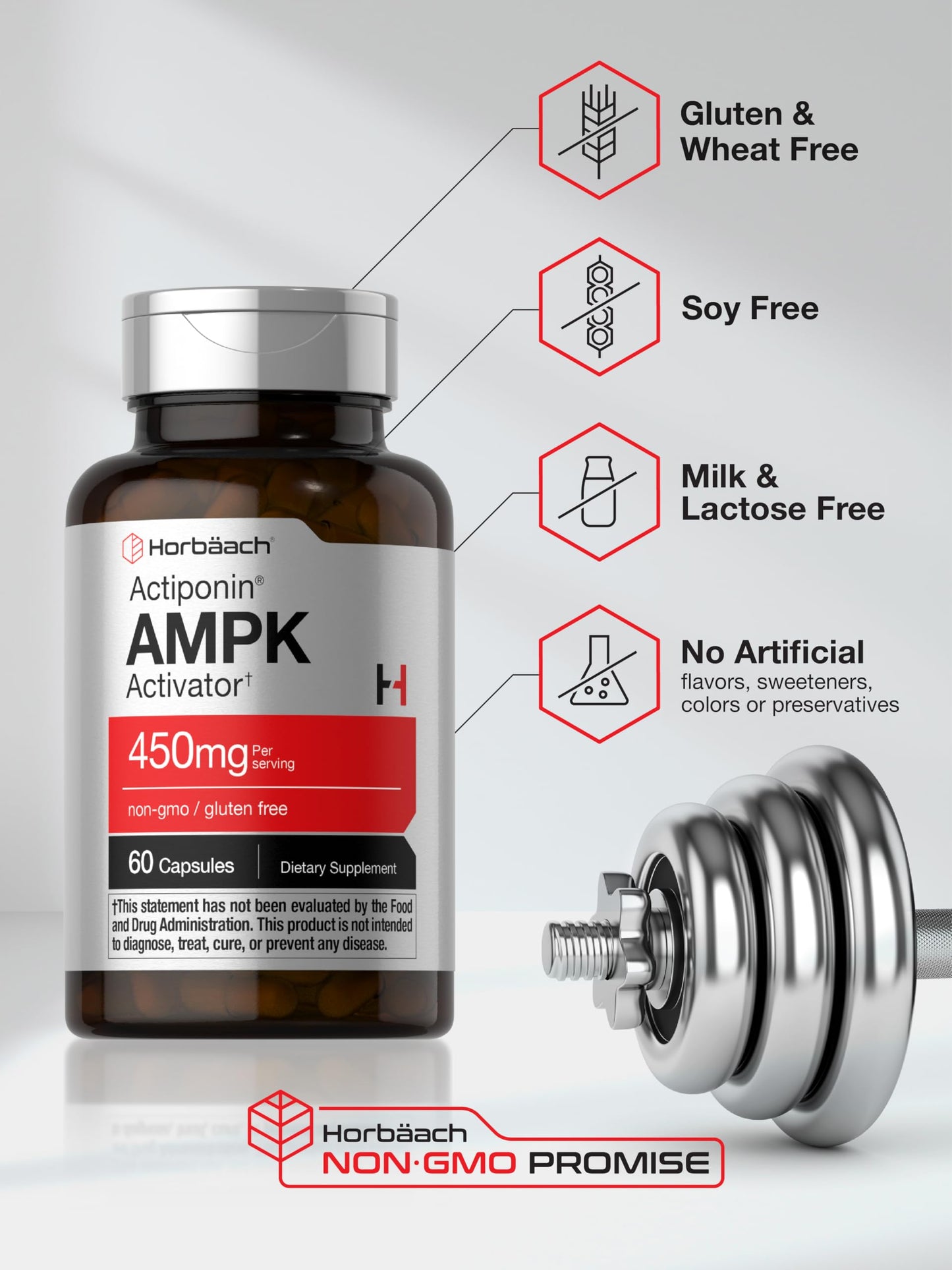 Horbäach AMPK Metabolic Activator 450 mg | 60 Capsules | Non-GMO, Gluten Free