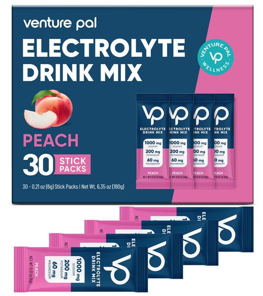 Venture Pal High Sodium Sugar-Free Electrolyte Powder Packets - Hydration Packets with Sodium, Potassium & Magnesium | Zero Calories | Vegan, Keto, and Paleo Friendly | 30 Sticks