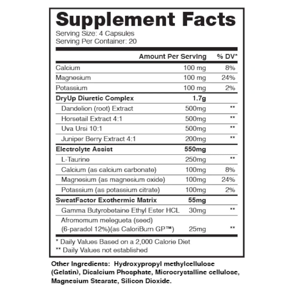 DRAGON PHARMA DryUp, High Potency Diuretic & Thermogenic Matrix, Flexible Use, Stim-Free Supplement, Perfect to Prepare for Competition or Photoshoots (80 Capsules)