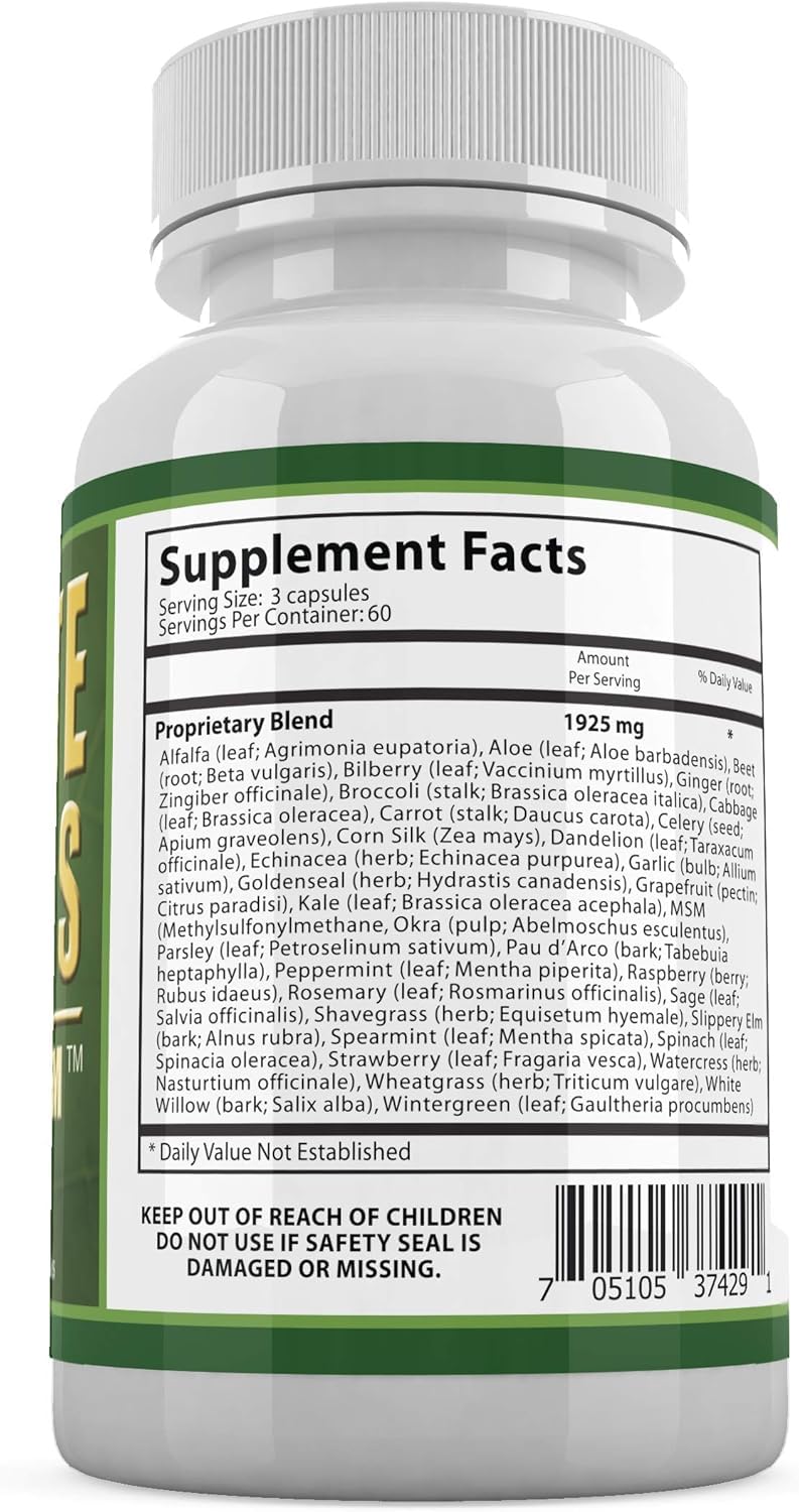 Daily Health - Purify Intestinal Cleanse & Microbial Support Tincture Formula (2 fl oz) & Ultimate Greens Superfood with MSM 1925mg Vegan Friendly Alkalizing Immune Support Supplement (180 Capsules)