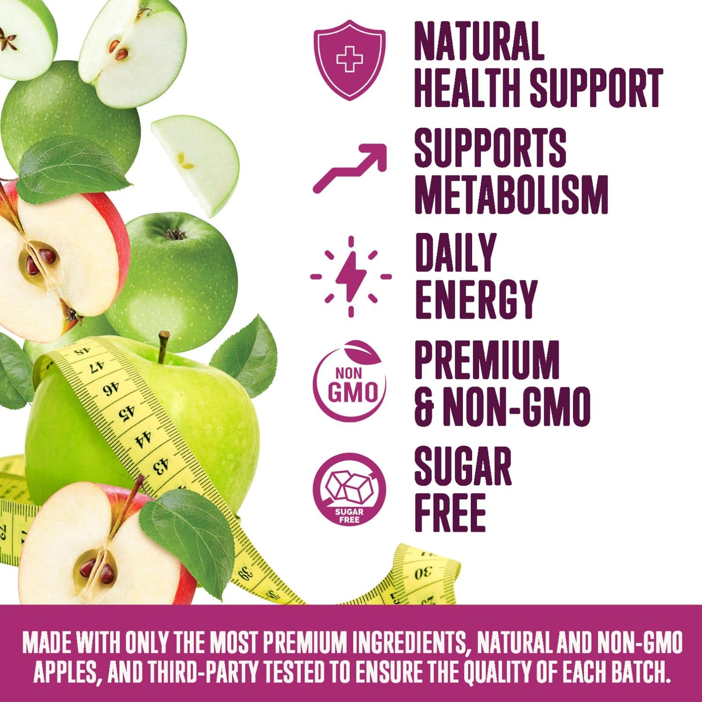 Apple Cider Vinegar Gummies Sugar Free 1000mg for Cleanse, ACV Gummy Vitamin B12 for Digestion Energy & Immune Health Support, Natural Premium Apple Raspberry Flavor, Non GMO & Vegan - 120 Gummies