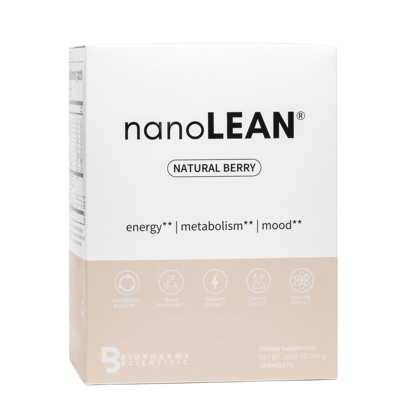 Biopharma Scientific NanoLean Natural Weight Management and Healthy Energy Drink | Natural Berry Flavor| 30 Servings | Fat Burning, Increased Metabolism | Ashwagandha, Green Tea
