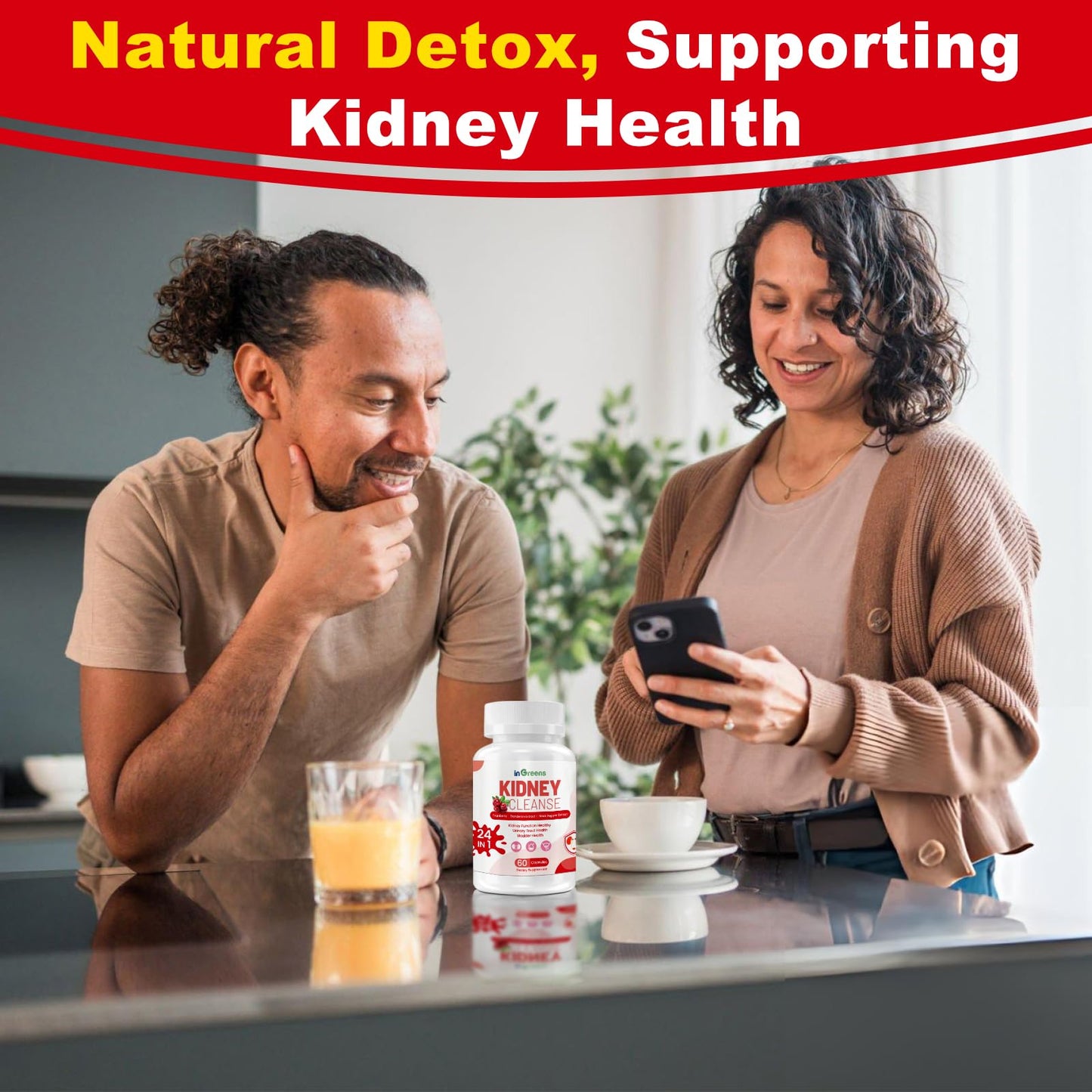 inGreens Advanced Kidney Cleanse Detox & Repair - 24-in-1 Kidney Support Supplement with Herbal Formula for Kidney & Urinary Tract Health - Non-GMO, Made in USA, 60 Capsules