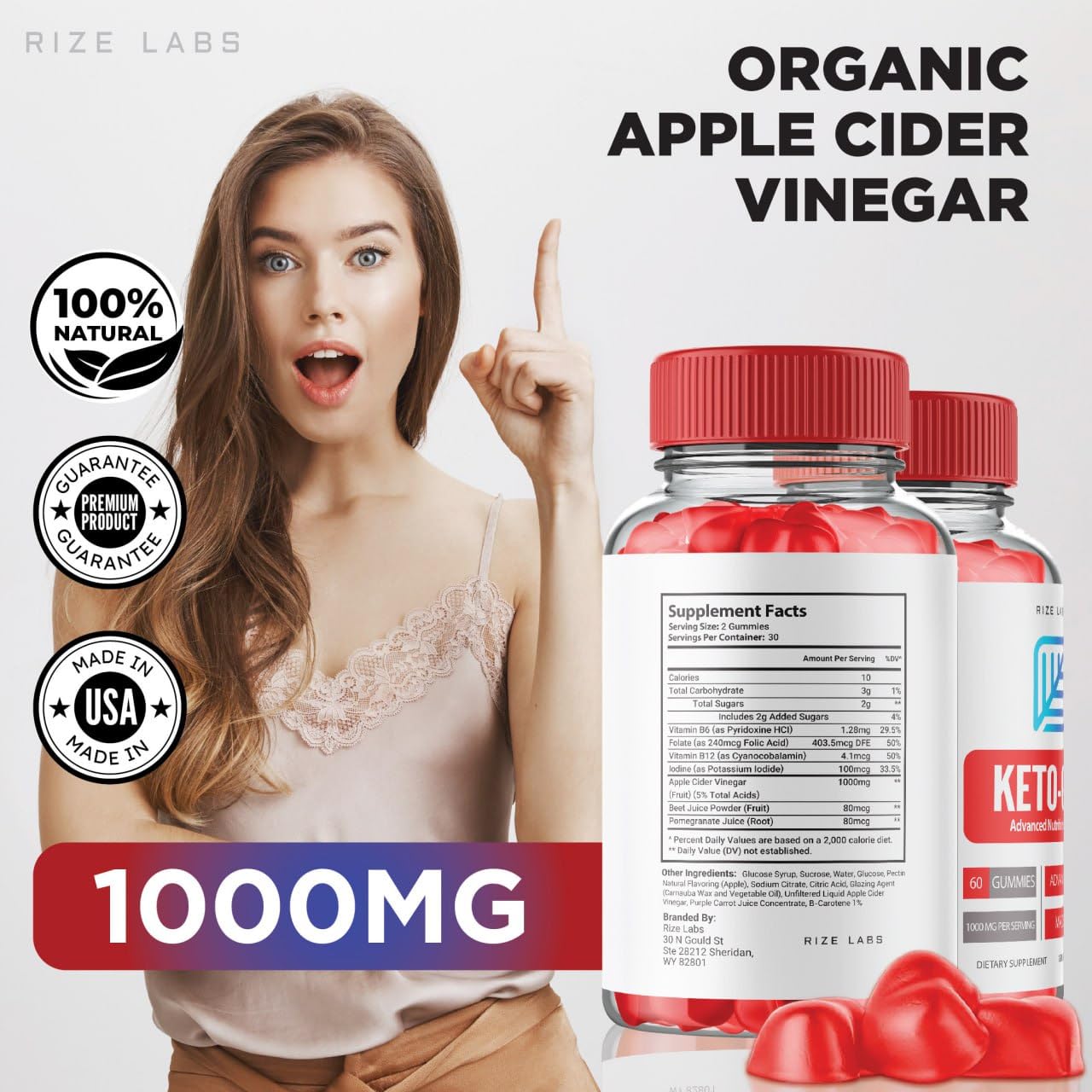 rize labs - Keto-GMY Gummies for Weight Loss, Advanced Nutritional Support Gummies, Helps to Reduce Belly Fat, Vegan (60 Gummies)