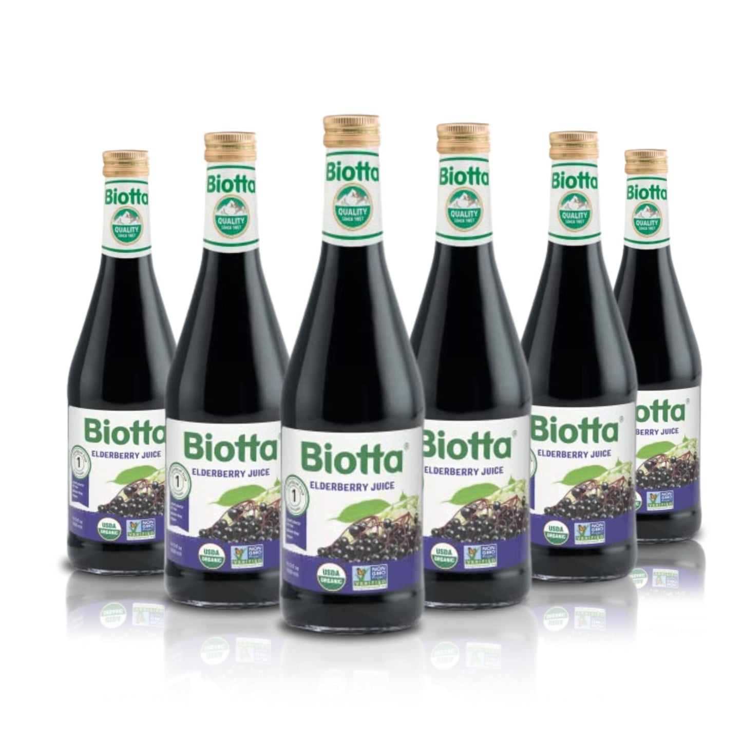 Biotta Organic Elderberry Juice  Naturally Sweetened Fruit Juice For Optimal Immune Support Function  With Immunity Boosting Elderberries  Good Source of Potassium 169 Fl Oz Pk of 6