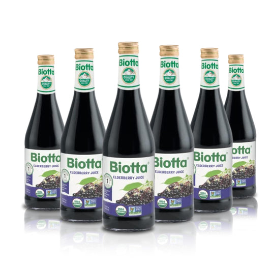 Biotta Organic Elderberry Juice  Naturally Sweetened Fruit Juice For Optimal Immune Support Function  With Immunity Boosting Elderberries  Good Source of Potassium 169 Fl Oz Pk of 6