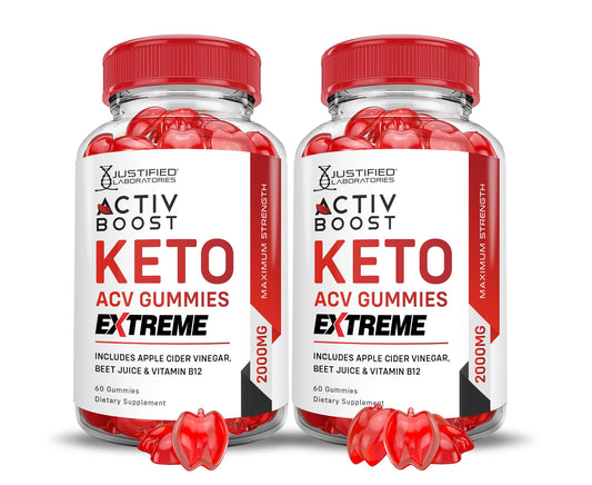 (2 Pack) Activboost Keto ACV Gummies Extreme 2000MG Active Boost Keto Gummies Apple Cider Vinegar Activ Boost Formulated with Pomegranate Beet Juice Powder B12 Vegan Non GMO 120 Gummys