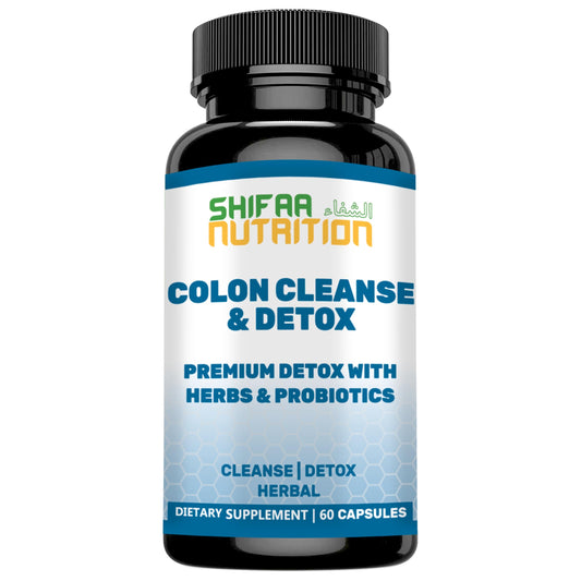 SHIFAA NUTRITION Premium Colon Cleanse & Herbal Detox Pills | 2x15 Days Supply | with Probiotics, Fennel Seed, Cascara Sagrada & Ginger Root Halal Vitamins