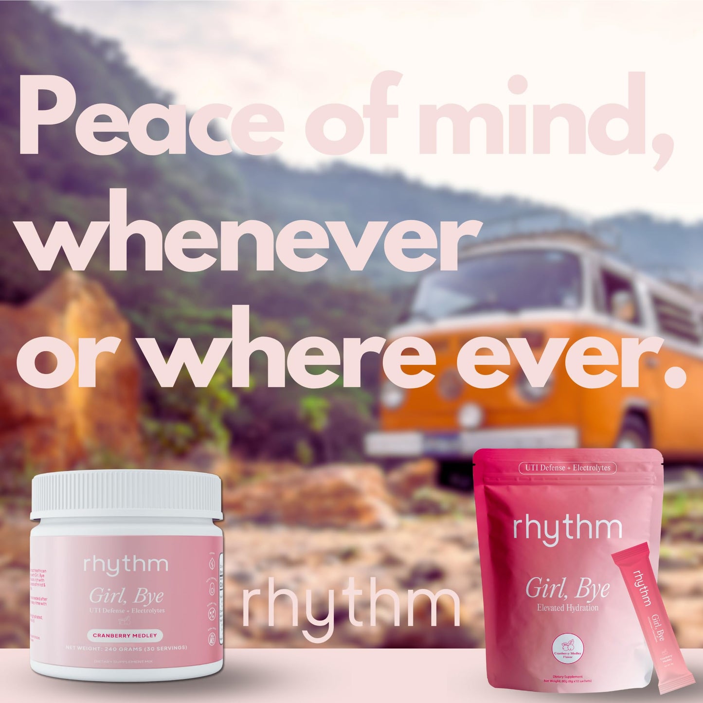 rhythm Girl, Bye | 30 Servings | Fast-Acting Keto UTI Relief & Defense + Rapid Hydration Urinary Tract Health Drink Mix | pH Balancing | Workout & Intimacy | Intermittent Fasting (Cranberry Medley)