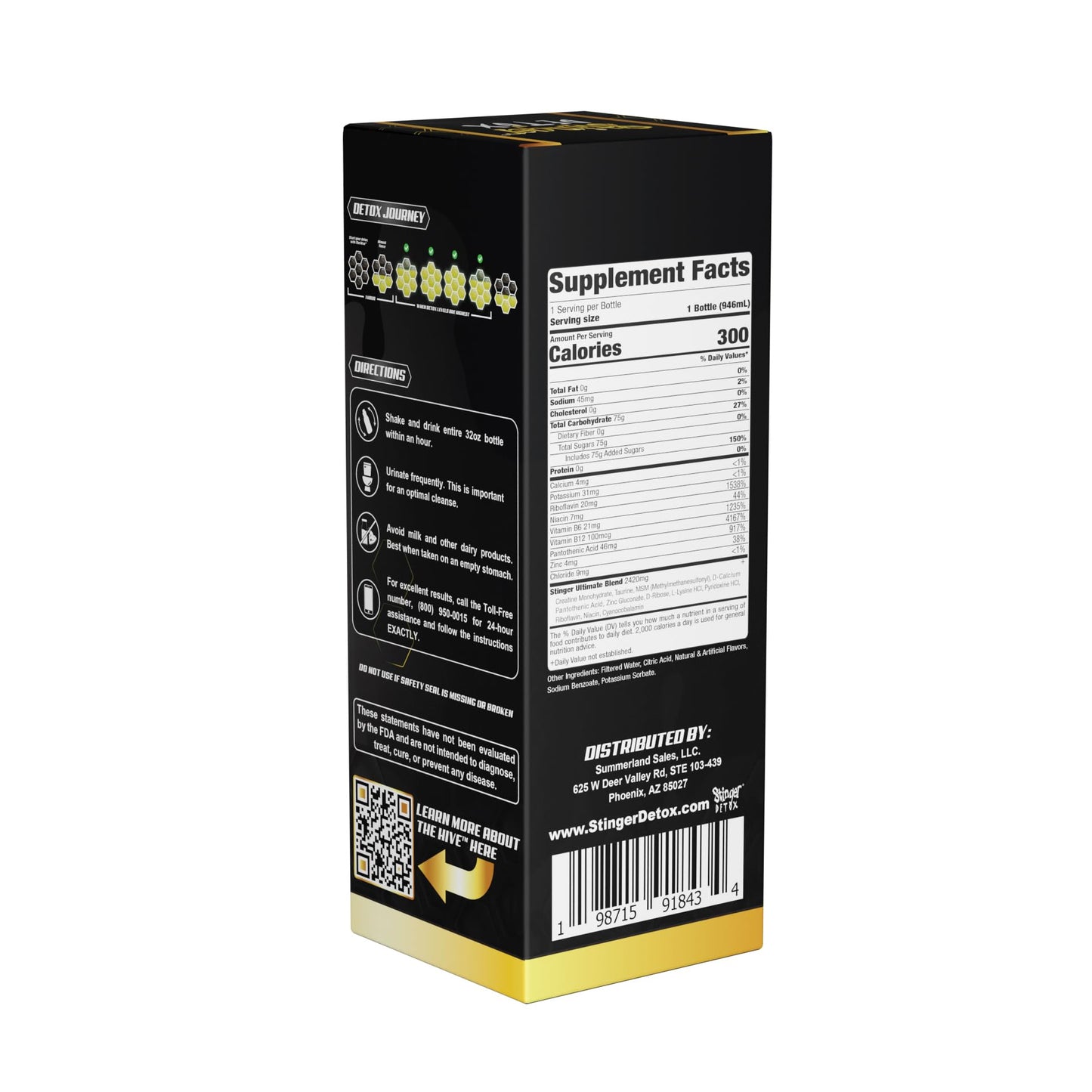 Stinger Detox The HIVE Premium Same-Day Cleanse 32 OZ Drink - Tropical Citrus Flavor - 32 Ounces