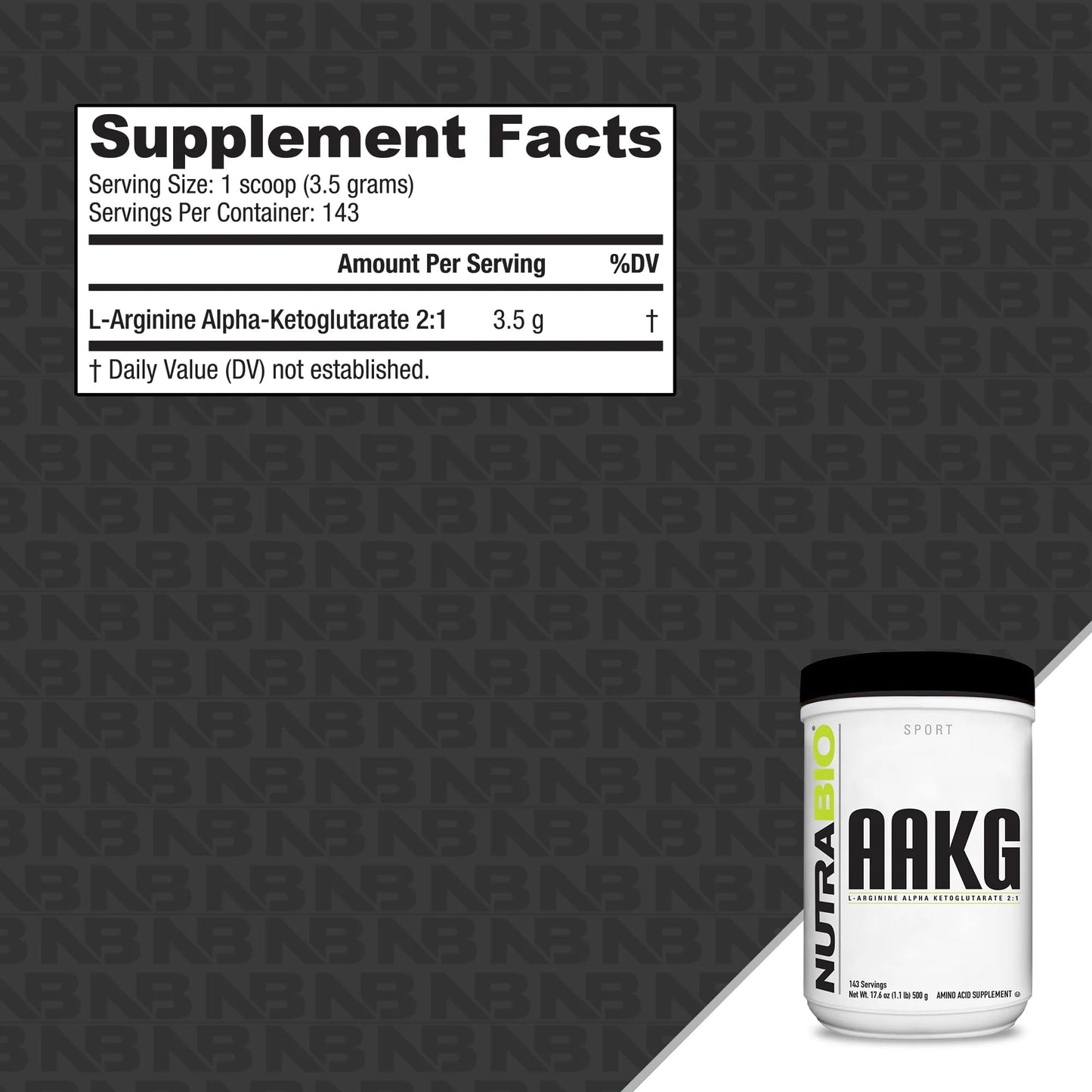 NutraBio Arginine AKG Workout Supplement Powder, 500g - Helps Support Lean Mass Gains, Boost Nitric Oxide, and Enhance Muscle Growth
