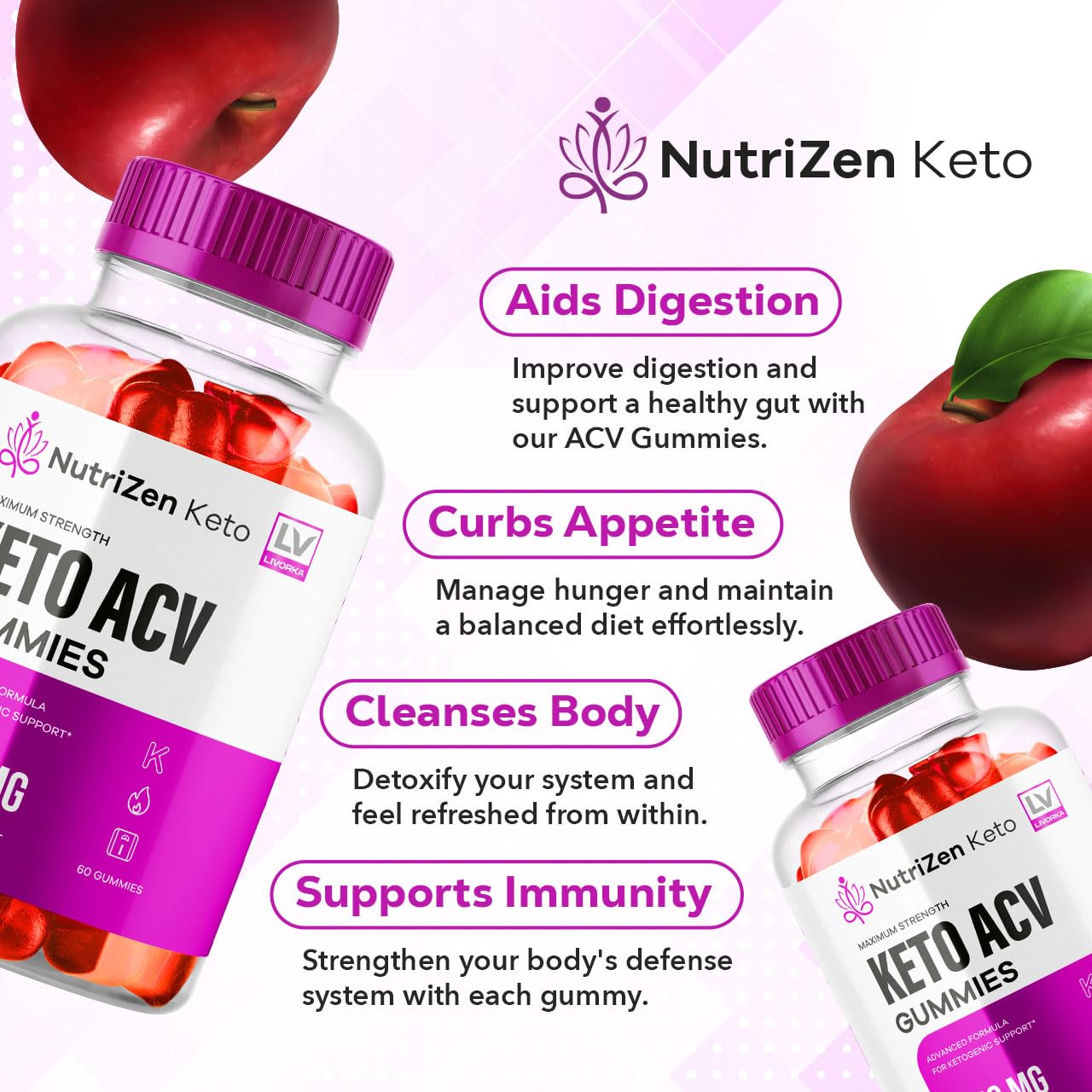 1 Pack - Nutrizen Keto ACV Gummies - Nutrizen ACV Keto Gummy 1050 MG, Nutrizen Keto ACV Gummies Advanced, Nutrizen Keto Gummies, Nutrizen 60 Gummies for 1 Month