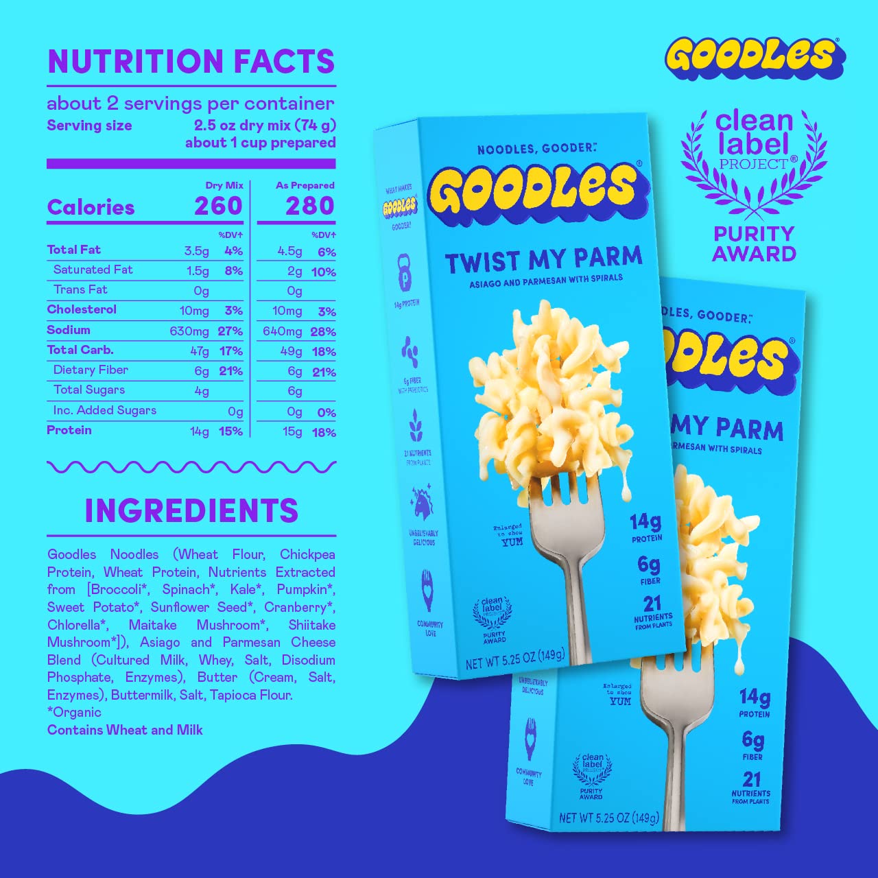 Goodles Twist My Parm Mac  Cheese 4 Pack 6oz  14g Protein 6g Fiber with Prebiotics 21 PlantBased Nutrients and Made wREAL Cheese  Clean Label Certified