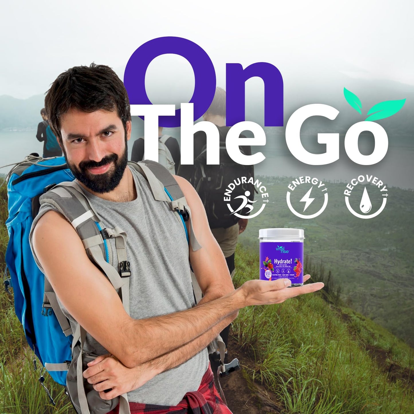 Vital Rise® Hydrate! - Berry Blast - Hydration Powder Packets | Low Sodium Electrolyte Drink Mix | Easy Open Single-Serving Stick | Non-GMO | 20 Servings (Pack of 1)