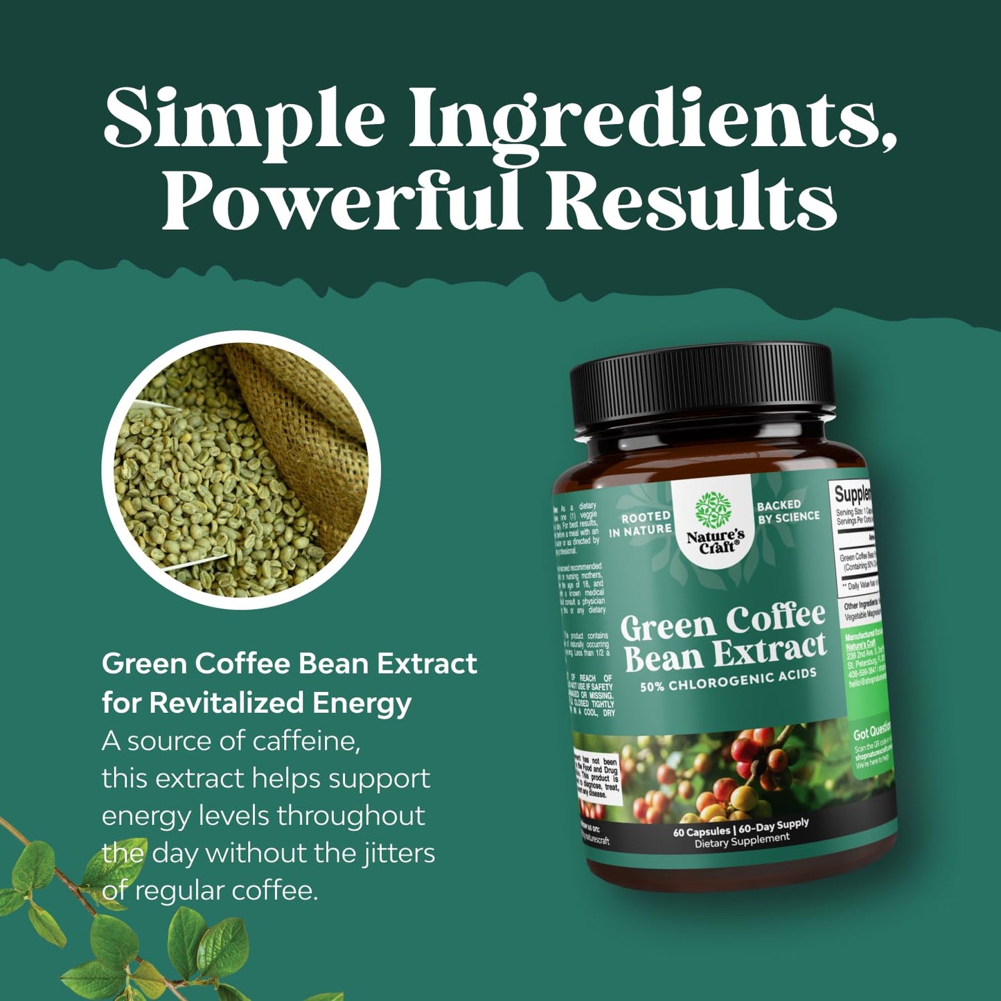 Green Coffee Bean Extract for Weight Loss - Natural Appetite Suppressant for Weight Loss for Women - Herbal Fat Burners for Women and Men for Weight Loss Support and Improved Daily Energy and Immunity
