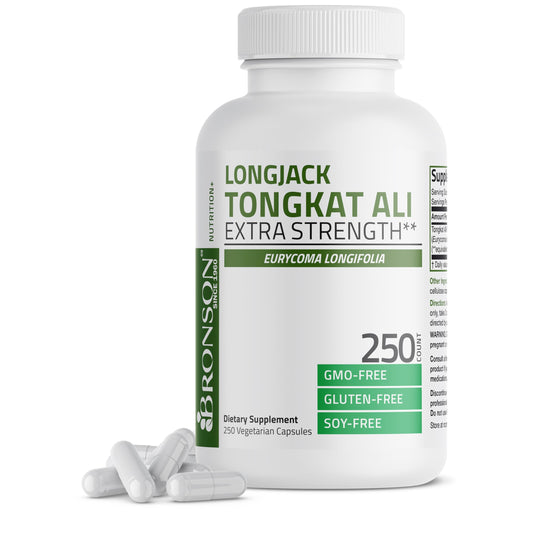 Bronson Longjack Tongkat Ali Extra Strength, 250 Vegetarian Capsules