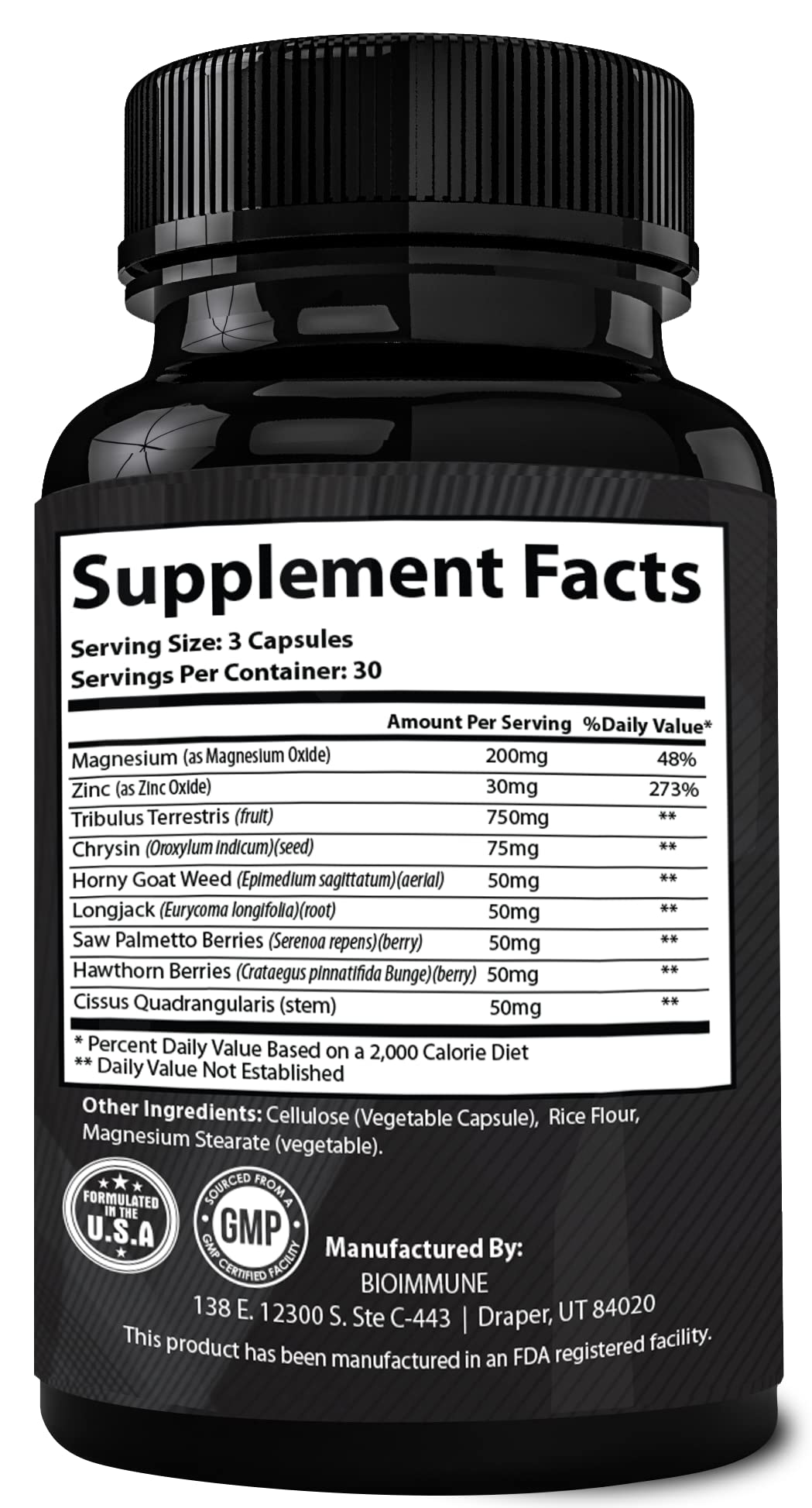 BioImmune TESTAGRA Testosterone Booster for Men. 10X Concentrated- 90 Capsules - Increase Lean Muscle Energy Drive Strength. Saw Palmetto, Tribulus, Tongkat Ali, Horny Goat Weed, Zinc