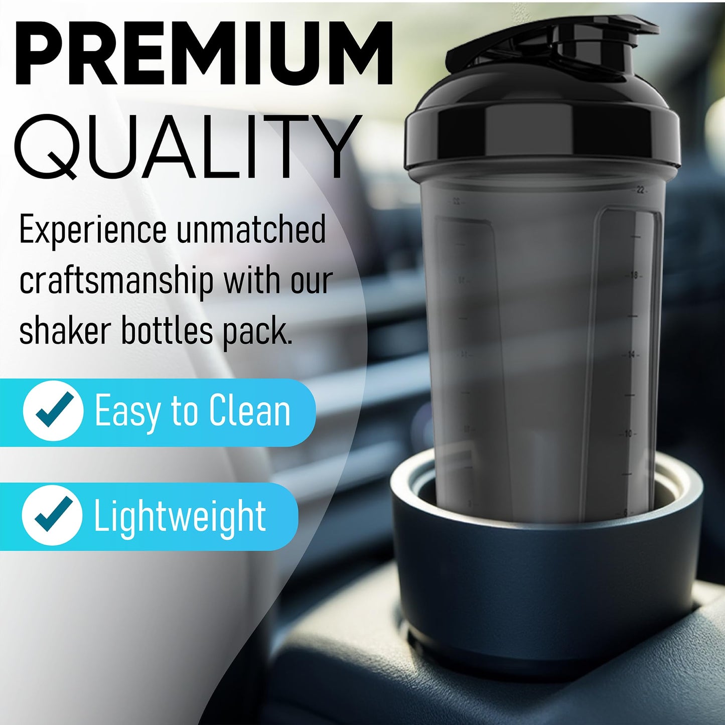 WrexX 2 Pack Protein Shaker Bottle - upto 28oz, 2x Shaker Ball, Portable Pre Workout Whey Protein Shaker Cups for Protein Shakes, Leak Proof Shaker Bottles for Protein Mixes