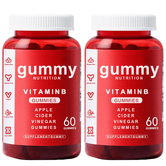 Apple Cider Vinegar Gummies - 60 Count, ACV Gummies Vitamin B12 Supplement, Vegan, Non-GMO, Gluten-Free & Gelatin Free, Apple Flavored Gummy Vitamins for Energy