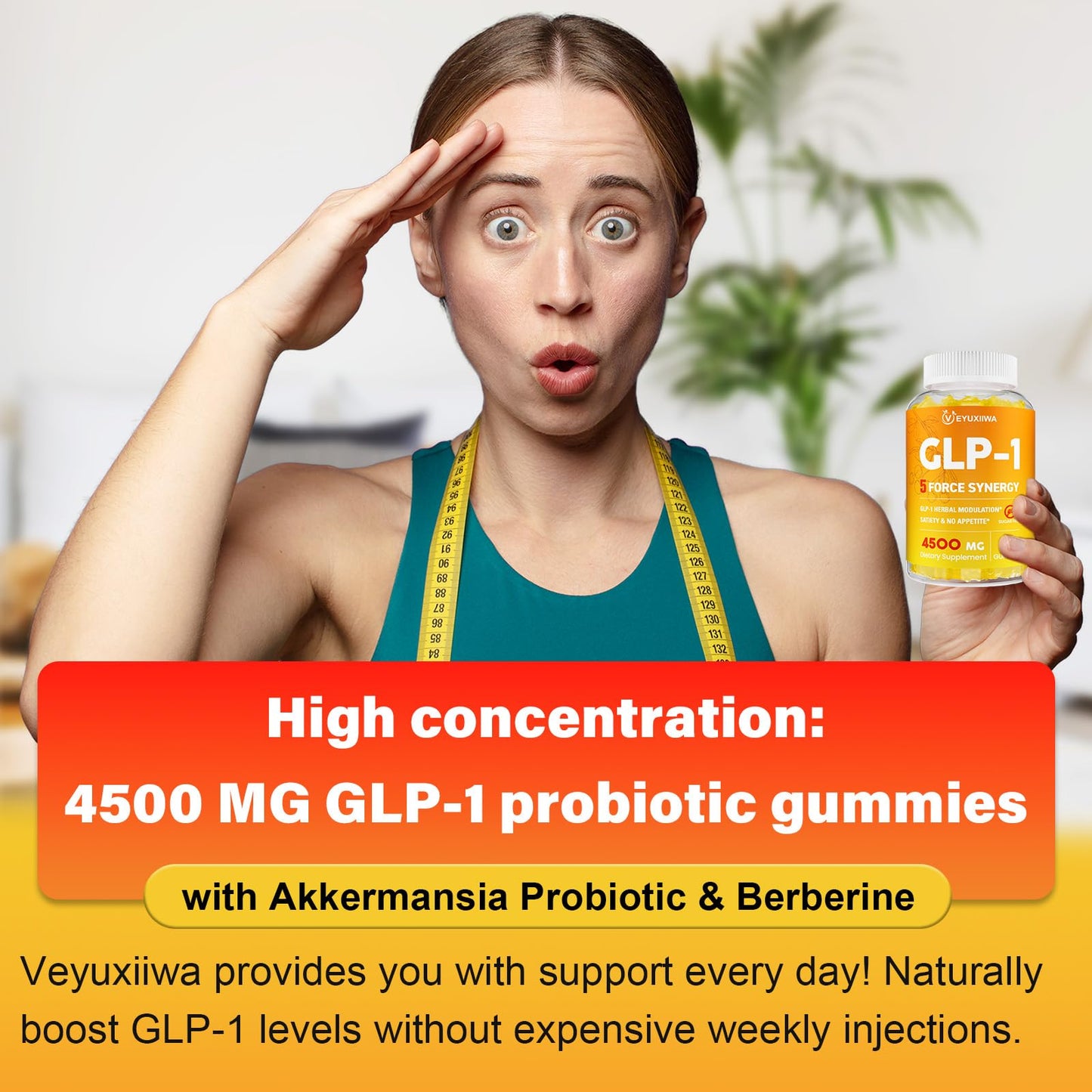 GLP-1 Supplement Berberine, GLP 1 Probiotic Gummies for Women and Men| Activates GLP-1 & AMPK| with Akkermansia Probiotic, Natural Berberine for Digestion & Gut, Energy, Sugar/Gluten Free - 90 Gummies