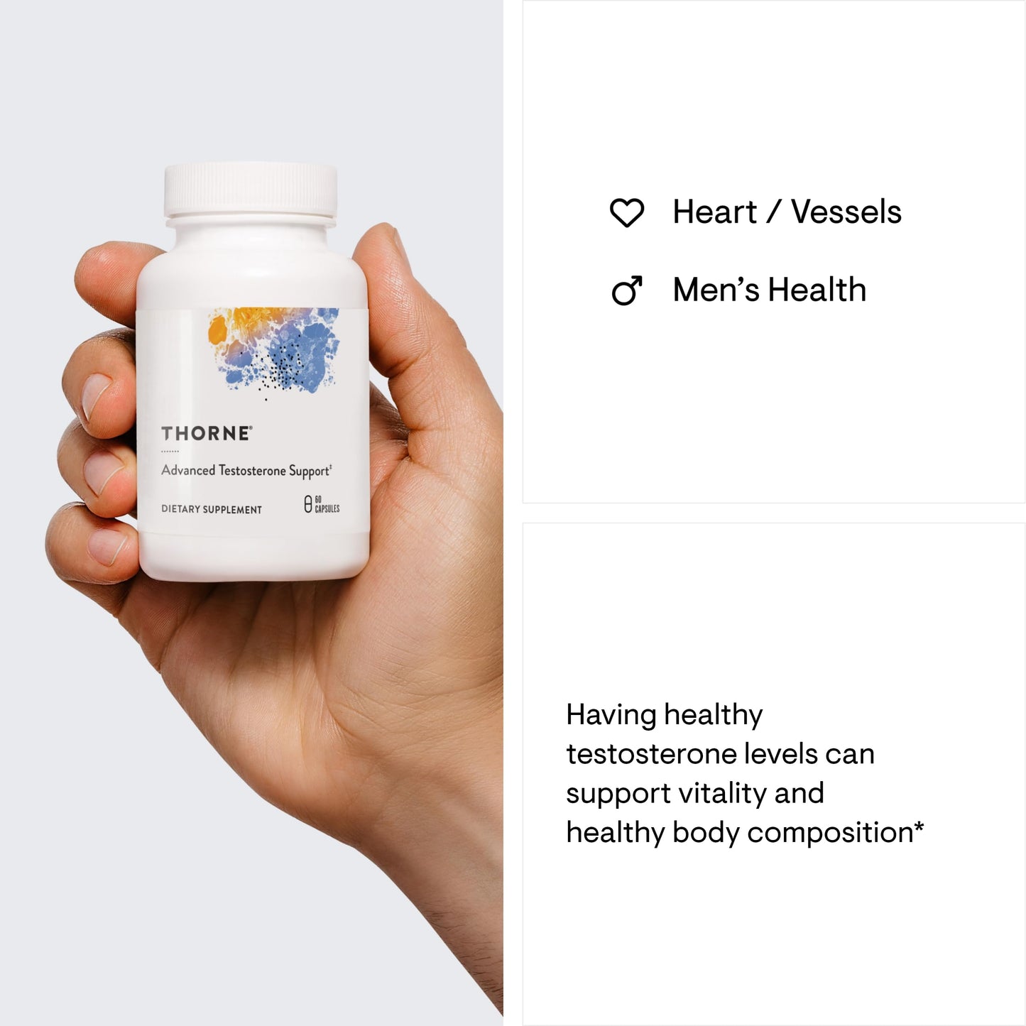THORNE Advanced Testosterone Support - Men's Health Supplement* - with Ashwagandha, Shilajit & Zinc - Soy, Gluten & Dairy Free - 60 Capsules