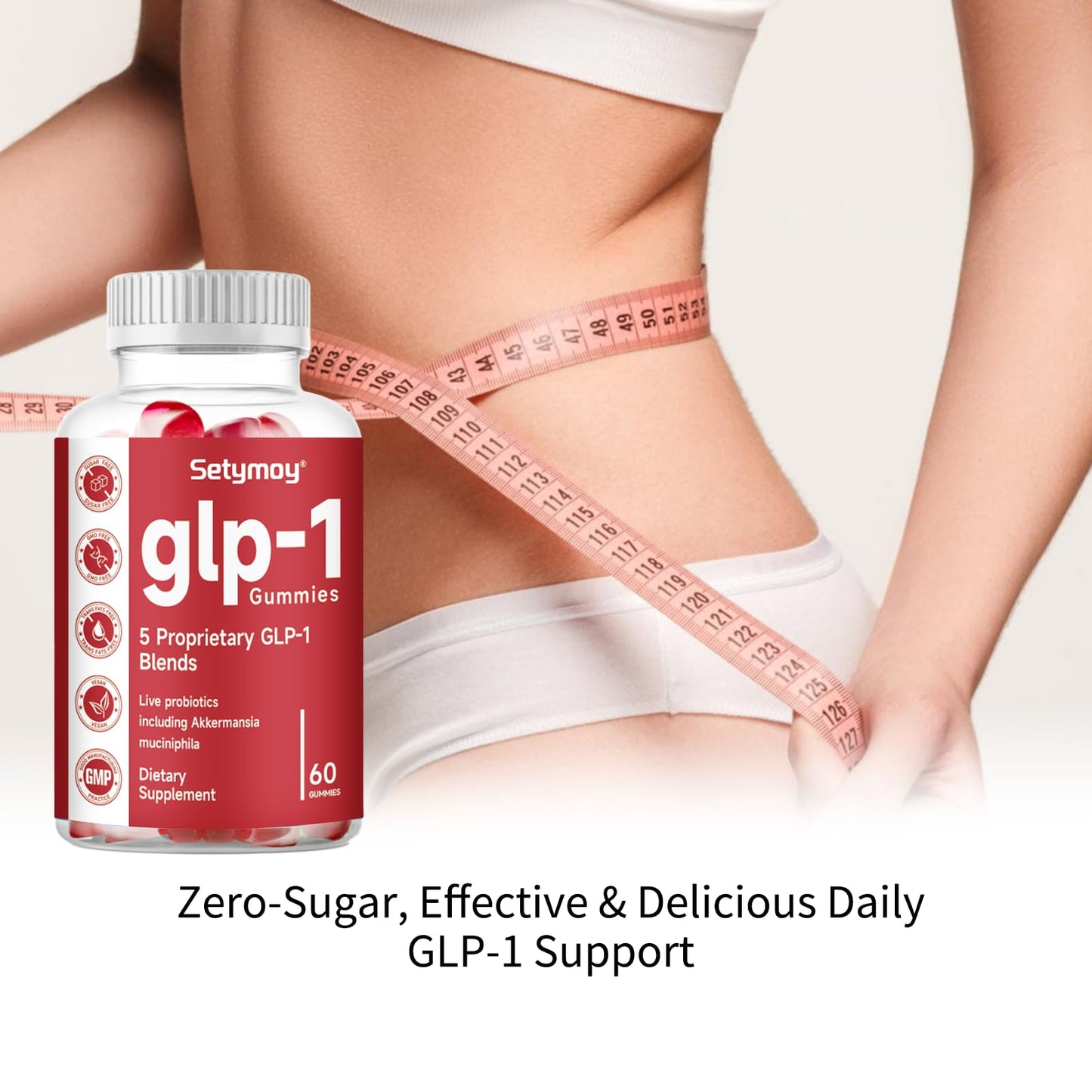 Setymoy GLP-1 Supplement Gummies with Akkermansia Probiotic, Berberine, GLP 1 Probiotic Gummy for Women and Men 60 Gummies