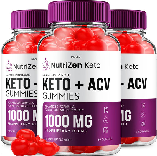 (3 Pack) NutriZen Keto ACV Gummies - Advanced Formula Nutri Zen Keto Plus ACV Gummies Apple Cider Vinegar Keto Nutrizen ACV Gummies Dietary Supplement Reviews Men Women (180 Gummies)