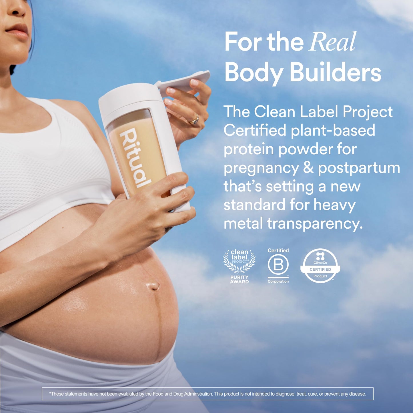 Ritual Prenatal Vegan Plant Based Protein Powder: Choline to Support Pregnancy, Postpartum, & Lactation, 20g Organic Pea Protein from Regenerative Farms in USA, Sugar Free†, Vanilla, 1 Lbs