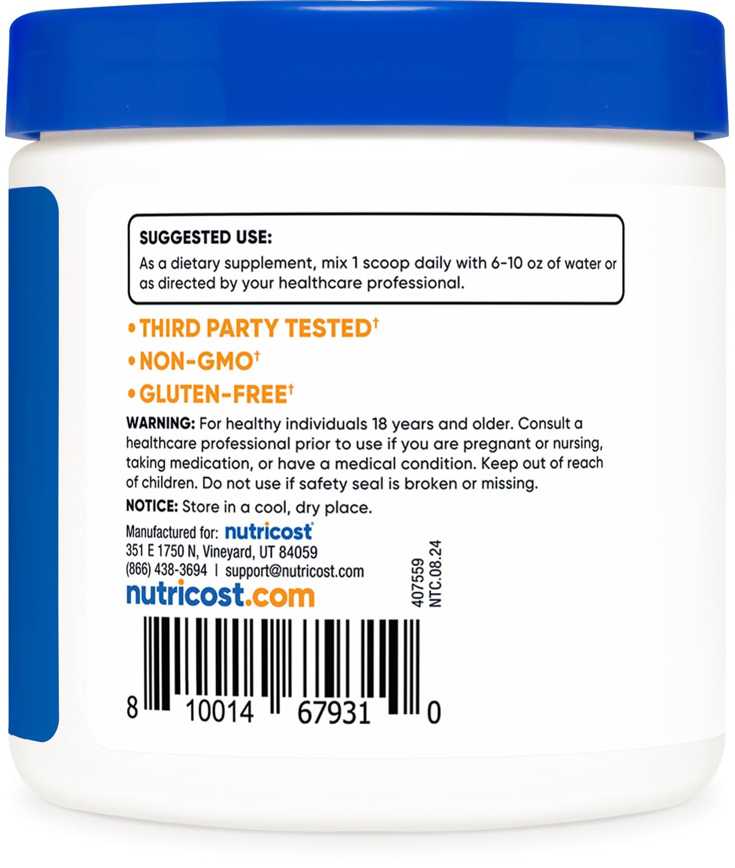 Nutricost L-Carnitine Tartrate Powder (100 Grams) - 1 Gram per Serving; 100 Servings