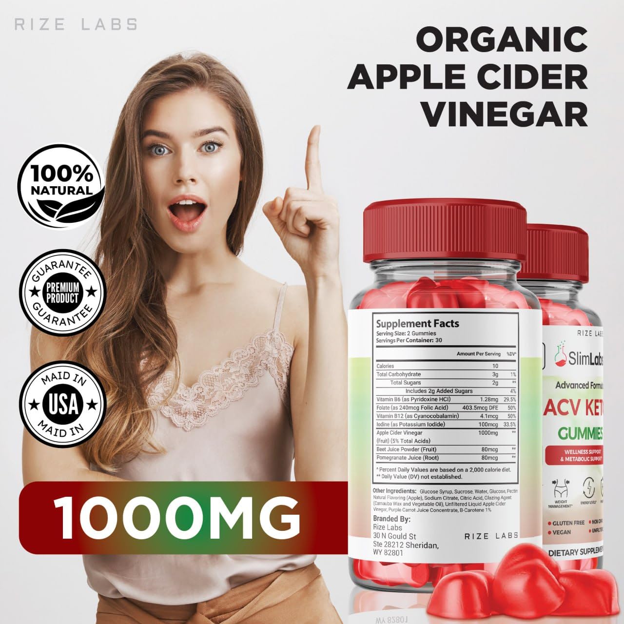 rize labs - - Slim Labs ACV Keto Gummies for Wellness and Metabolic Support - Weight Loss Gummies - Belly Fat Diet (300 Gummies)