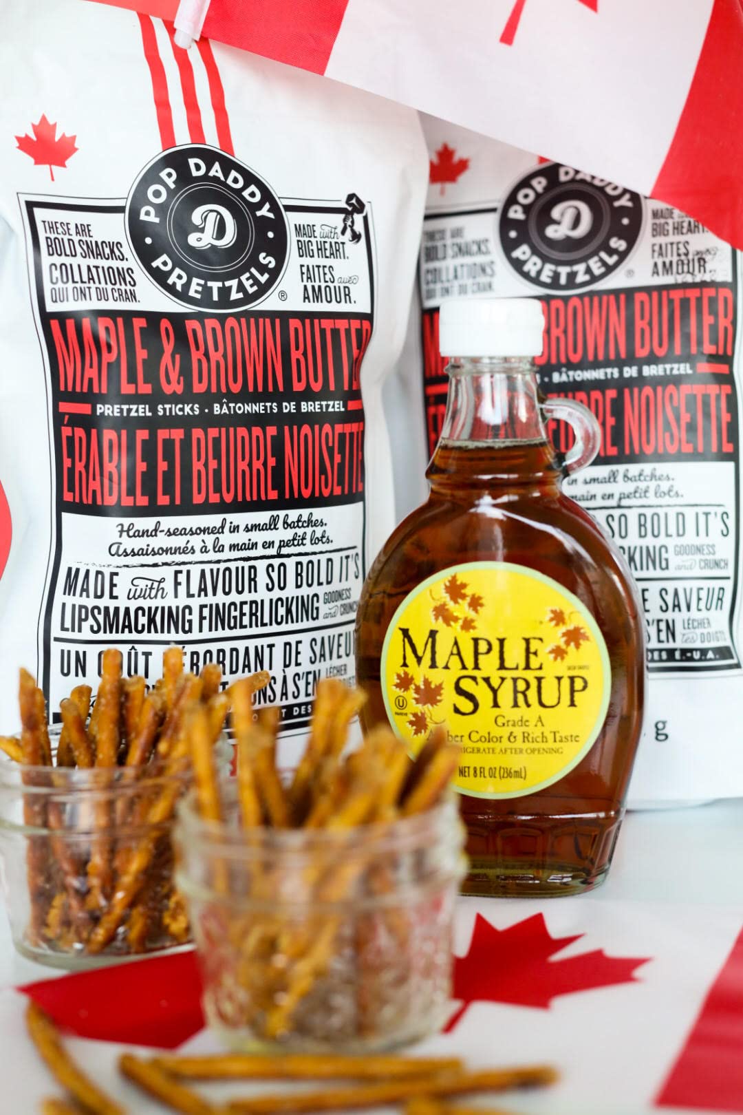 Pop Daddy Flavored Pretzels Sticks  Healthy Gourmet Pretzels Snacks  75oz Individual Bags  3 Pack  Maple and Brown Butter Flavor