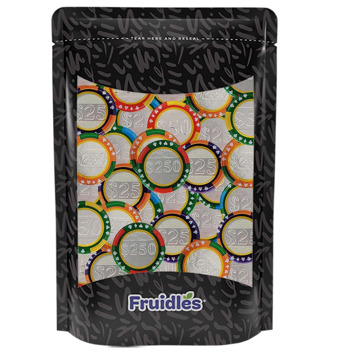 Fruidles Casino Poker Chips Belgian Milk Chocolate Coins Kosher Certified Dairy Non GMO 25Pack