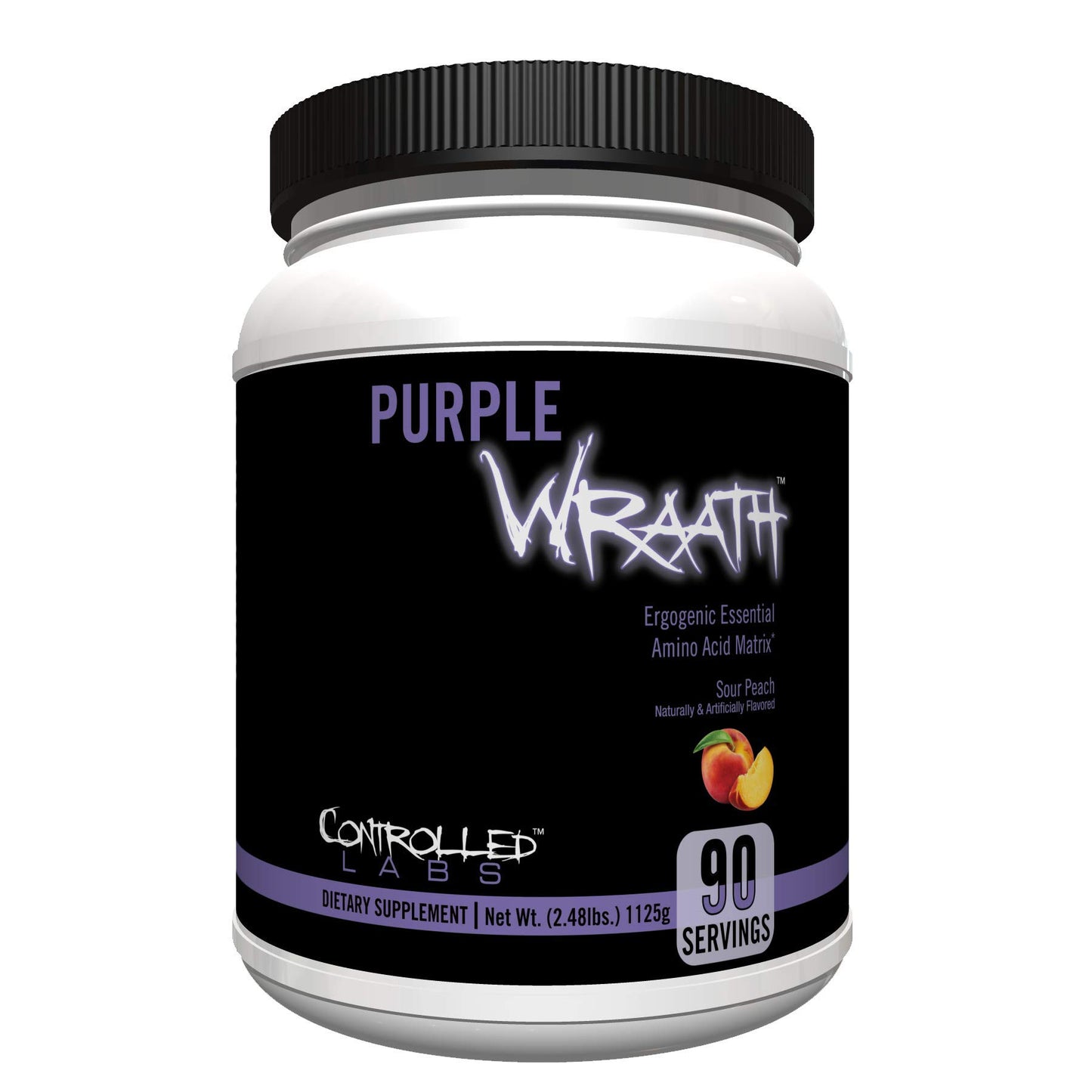 CONTROLLED LABS Purple Wraath, BCAA and EAA Amino Acid Supplement, with Endurance Blend Intra Workout Powder, Optimal Endurance, Focus, and Stamina (Sour Peach, 90 Servings)