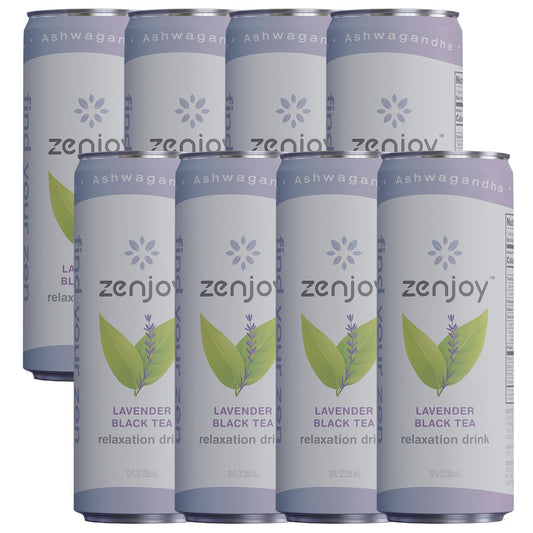 Zenjoy Lavender Black Tea Relaxation Drink 8 Pack  Calming Drink with Ashwagandha  Lemon Balm  NonAlcoholic Beverage Infused with LTheanine for Enhanced Focus  12oz Cans