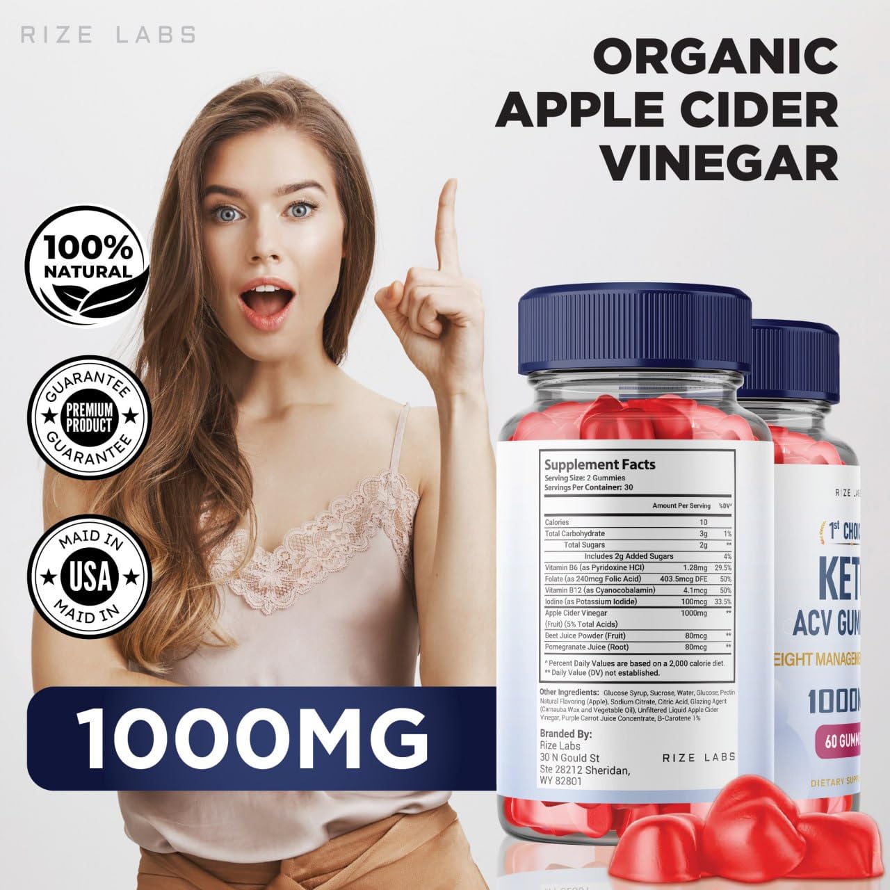 rize labs - 1st Choice Keto ACV Gummies - Advanced Weight Loss Support with Apple Cider Vinegar + ACV Supplement Belly Fat Diet (180 Gummies)