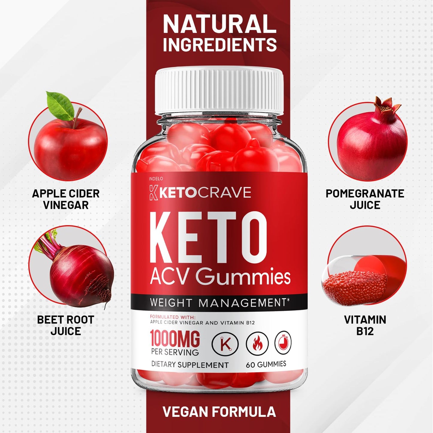 Crave Keto ACV Gummies - Advanced Formula Crave Keto Plus ACV Weight Management Gummies Apple Cider Vinegar Crave ACV Gummies Dietary Supplement Reviews Men Women (60 Gummies)