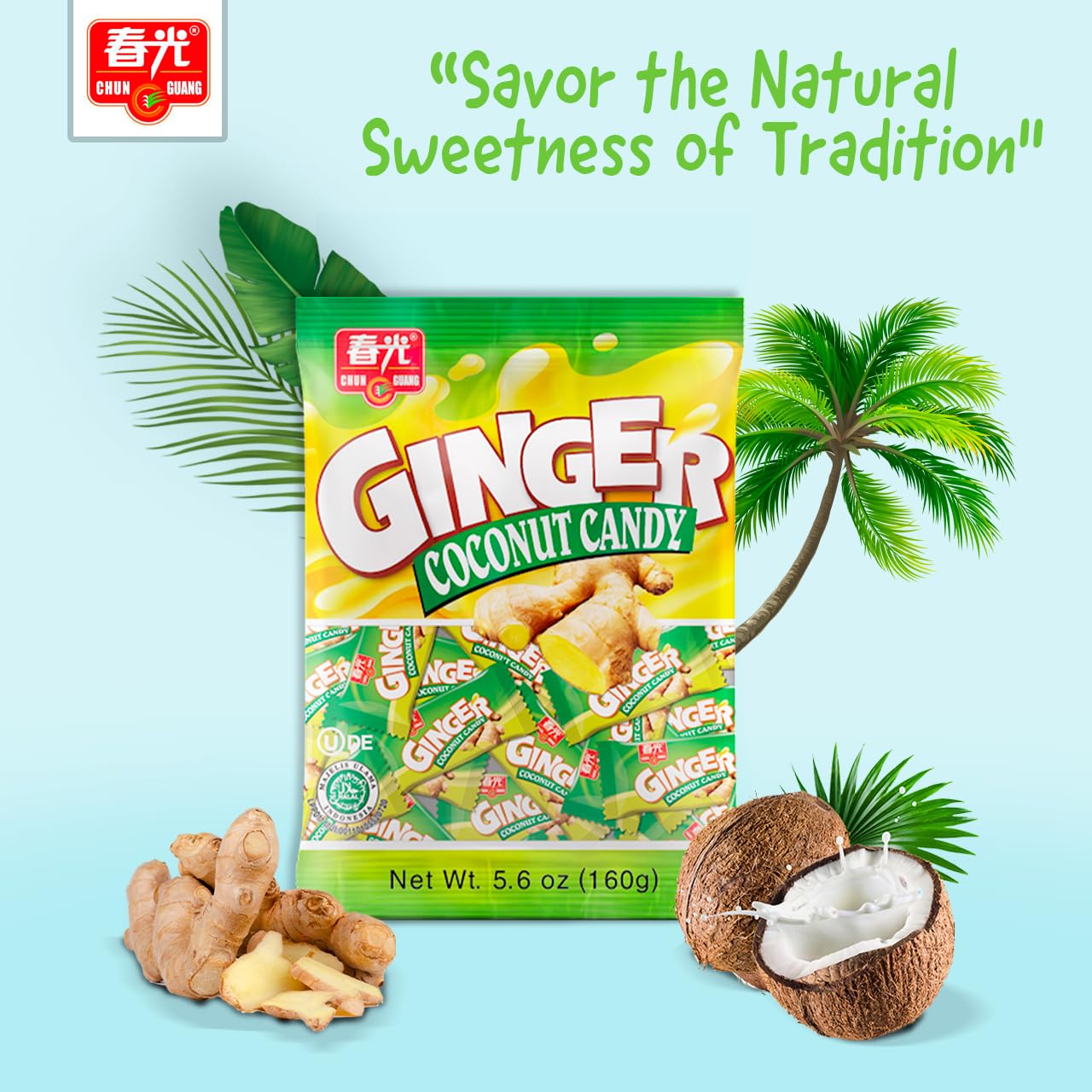 Chun Guang Ginger Coconut Candy 56 Ounce Pack of 3